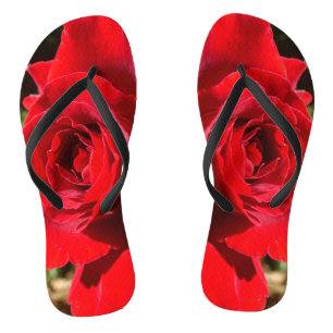 Tongs Fleur rose rouge vif Belle florale