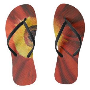 Tongs Fleur rouge Personnalisé Adulte, Sangles Minces