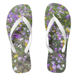 Tongs Fleurs à ressort Crocus multicolores pour adultes