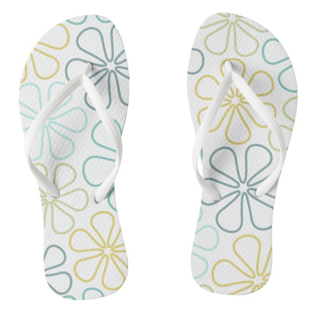 Tongs Fleurs Abstraites Lg Teals Lime jaune Blanc (Semelle)