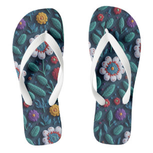 Tongs fleurs brodées
