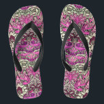 Tongs FLEURS, COQUES DE PAIX ET DRAGONS, BLack Rose Blan<br><div class="desc">Design floral coloré,  élégant et classique avec tourbillons,  paon,  oiseaux et figurines de dragon en rose,  noir blanc fuchsia violet couleurs sont élaborés à partir de tissu vintage</div>