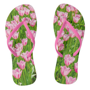 Tongs Fleurs de tulipes roses