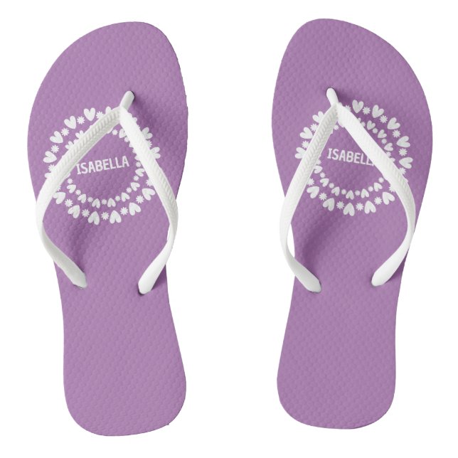 Tongs Fleurs Et Noms De Coeurs (Semelle)