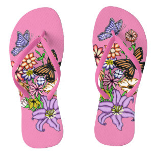 Tongs Fleurs et papillons Flip Flops