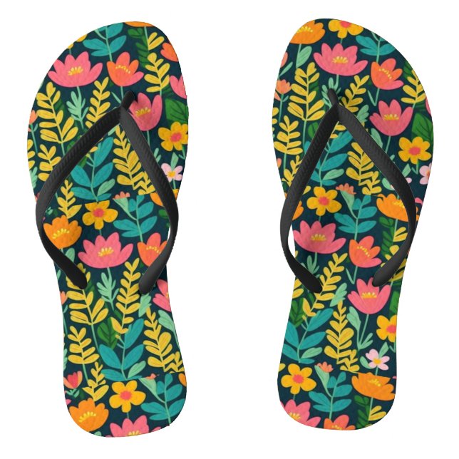 Tongs Fleurs feuilles design coloré (Semelle)