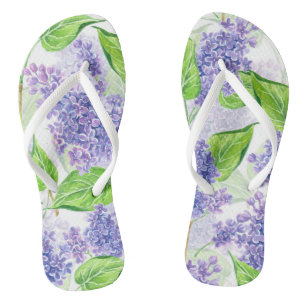 Tongs Fleurs lilas aquarelles