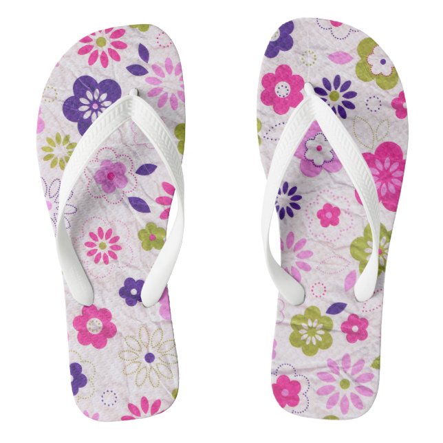 Tongs Fleurs roses et violettes (Semelle)