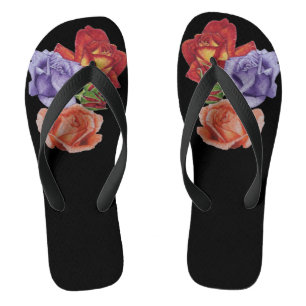 Tongs fleurs roses originales et colorées art motif flor