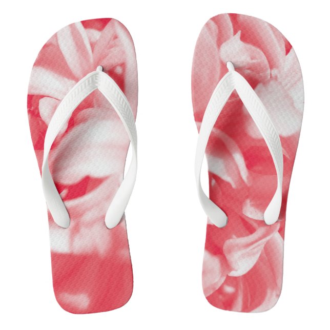 Tongs Fleurs rouges et blanches estivales tendance (Semelle)