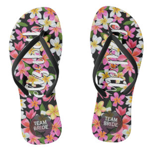 Tongs Fleurs tropicales de mariée d'équipe personnalisée
