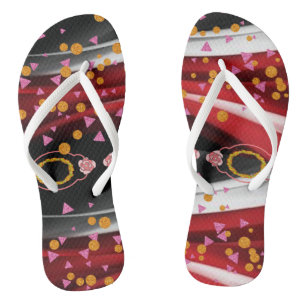 Tongs Flip Flops Abstrait rouge noir