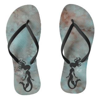 Tongs Flip-Flops adultes"Inkblots Sirène aux Oranges ble