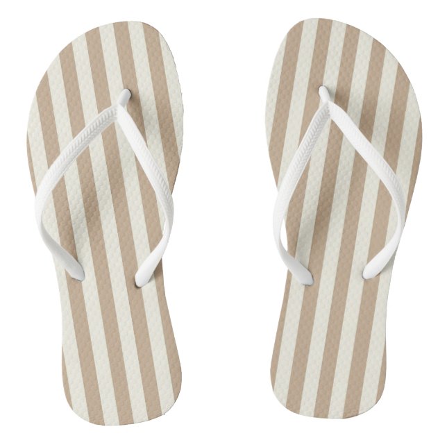 Tongs Flip Flops Beige & White Strie (Semelle)