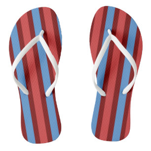 Tongs Flip Flops Burgundy & Blue Stripe