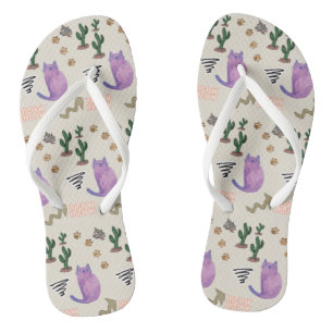 Tongs Flip Flops Chat Poisson Cactus Pâtes Meow