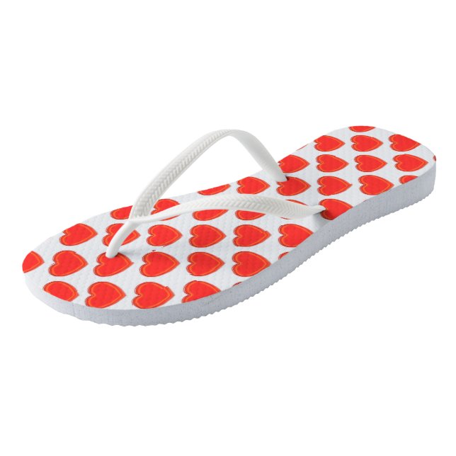 Tongs Flip Flops - Coeurs rouges (Incliné)