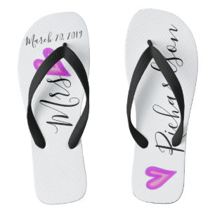 Tongs Flip Flops de mariée mariage Nom de la date person