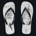 Tongs Flip Flops de mariée mariage Nom de la date person<br><div class="desc">Cette conception a été créée par art numérique. Elle peut être personnalisée en cliquant sur le bouton personnaliser et en modifiant la couleur, en ajoutant un nom, des initiales ou vos mots préférés. Contactez-moi à l'adresse colorflowcreations@gmail.com si vous souhaitez que ce design soit disponible sur un autre produit. Achetez ma...</div>