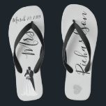 Tongs Flip Flops de mariée mariage Nom de la date person<br><div class="desc">Cette conception a été créée par art numérique. Elle peut être personnalisée en cliquant sur le bouton personnaliser et en modifiant la couleur, en ajoutant un nom, des initiales ou vos mots préférés. Contactez-moi à l'adresse colorflowcreations@gmail.com si vous souhaitez que ce design soit disponible sur un autre produit. Achetez ma...</div>