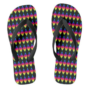 Tongs Flip Flops - Diamètre arc-en-ciel sur noir