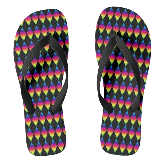 Tongs Flip Flops - Diamètre arc-en-ciel sur noir (Semelle)