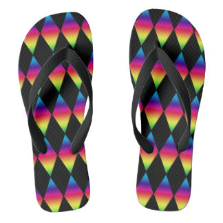 Tongs Flip Flops - Diamètre arc-en-ciel sur noir