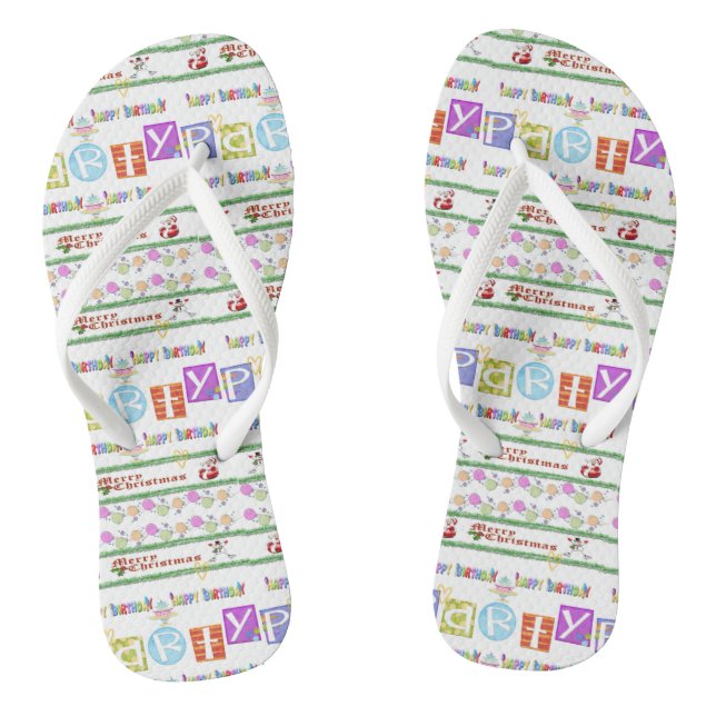 Tongs Flip Flops Joyeux Noël Joyeux anniversaire (Semelle)
