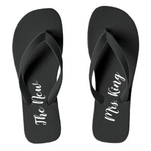Tongs Flip Flops Mariage noir et blanc de nom personnali