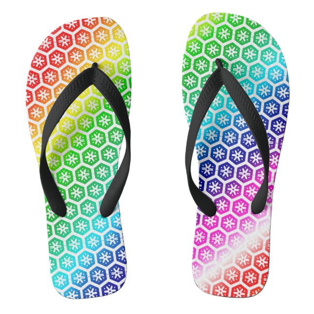 Tongs Flip Flops - Motif arc-en-ciel en Motif blanc (Semelle)