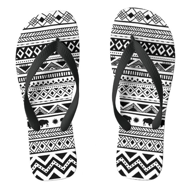 Tongs Flipflop Sandales Boho Buffalo Motif tribal Bohem (Semelle)