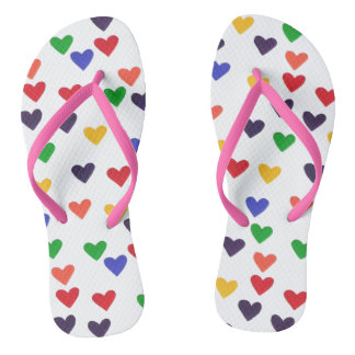 Tongs Flipflops à Bride Rose avec des Coeurs Arc-e