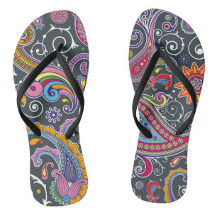 Tongs Flops Motifs Gris Paisley
