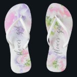 Tongs FLORAL CHIC MARIAGE POIS DOUX Fleur Fille<br><div class="desc">Flower Girl Sandals pour correspondre à la collection - Floral Chic Mariage Sweet Peas en rose et lavande avec jolie calligraphie et polices modernes</div>