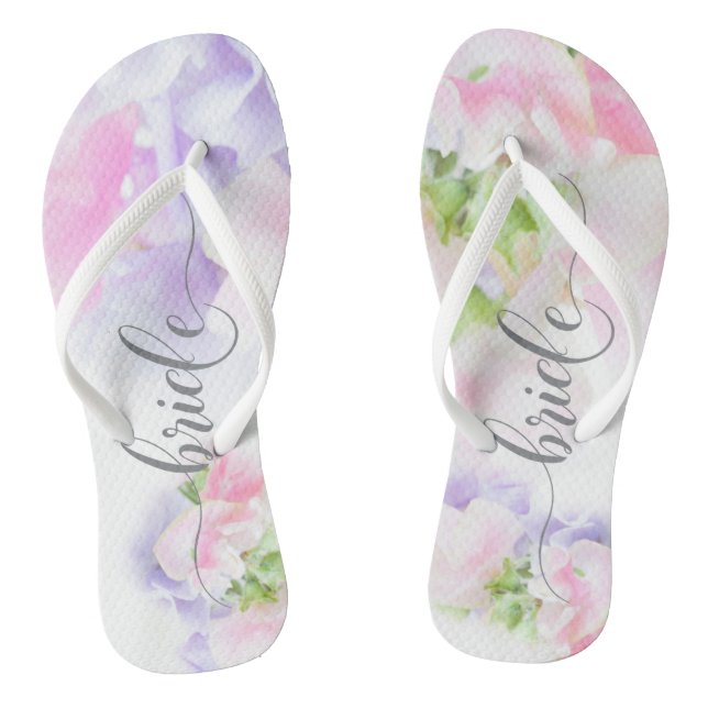 Tongs FLORAL CHIC MARIAGE SWEET PEAS Bride (Semelle)