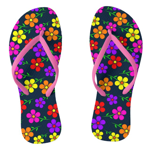 Tongs Floral Fleurs multicolores Motif Feuille (Semelle)