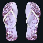 Tongs Floral Lilac Fleurs Mariage Maid of Honor<br><div class="desc">Les lilacs sont le thème de ces élégantes tongs mariages Maid of Honor aux fleurs lilas rose et mauve sur un arrière - plan violet. Le texte peut être customisé pour votre occasion spéciale.</div>