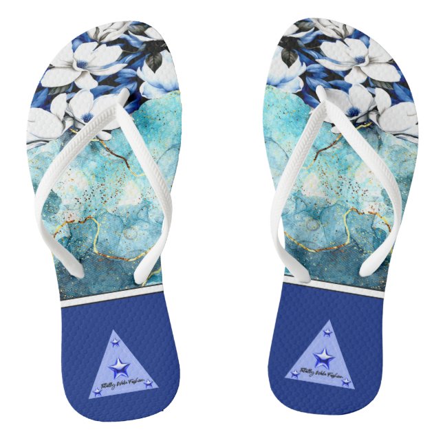 Tongs Florales Bleus (Semelle)