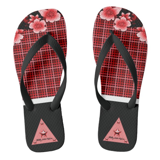 Tongs Florales Rouges (Semelle)