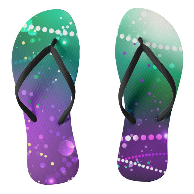 Tongs Fond festif violet de Mardi Gras (Semelle)