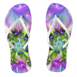 Tongs Formes arrondies de spirale colorées Art fractal A