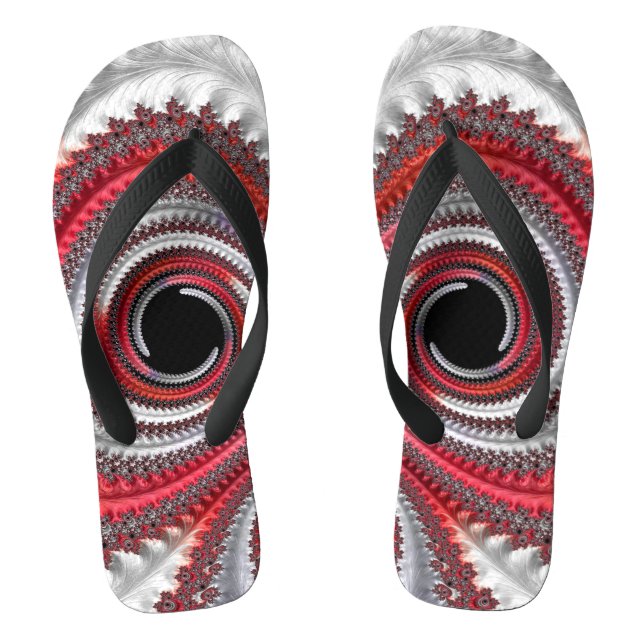 Tongs Fractale Abstraite de la spirale rouge (Semelle)