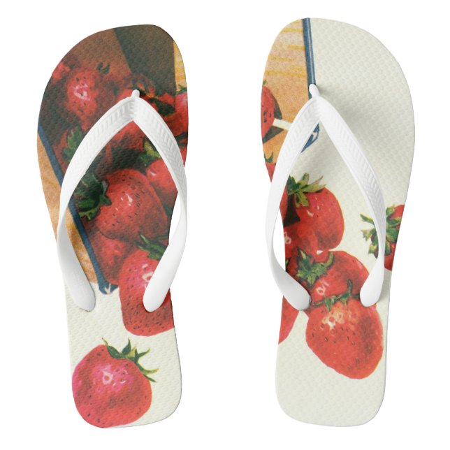 Tongs Fraises anciennes dans un panier, nourriture fruit (Semelle)