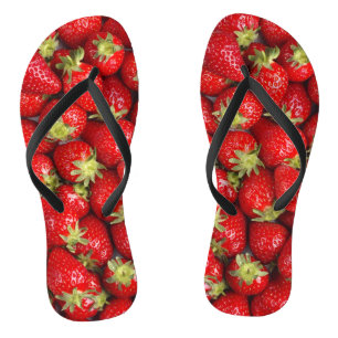 Tongs Fraises rouge brillante