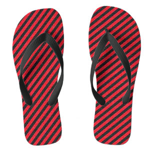 Tongs Frappe Diagonale noire et rouge mince pour adultes