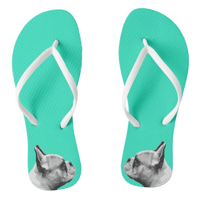 Tongs French Love / French Bulldog | Couleur Aqua (Semelle)