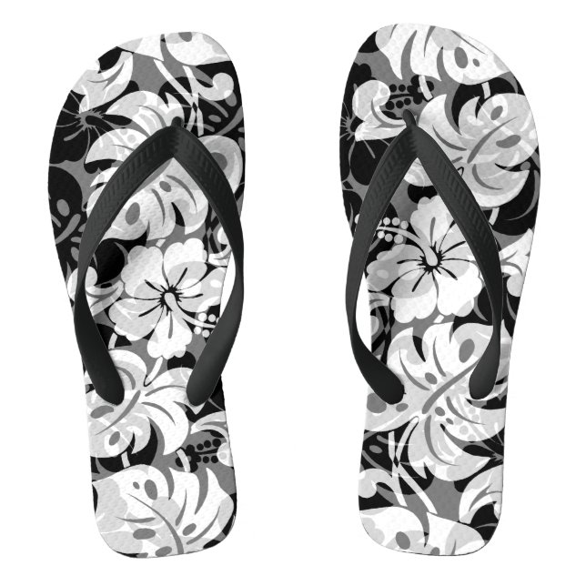 Tongs Frontière de Kalakaua Hibiscus hawaïen Noir (Semelle)