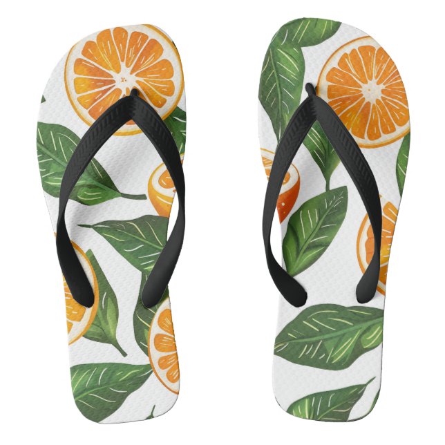 Tongs Fruit Botanique Orange Citrus Sans Couture (Semelle)
