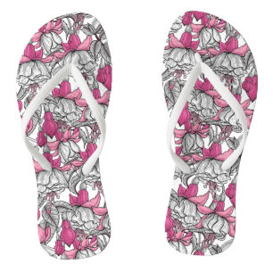 Tongs Fuchsia en blanc et rose