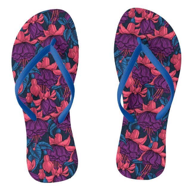 Tongs Fuchsia en bleu et violet (Semelle)